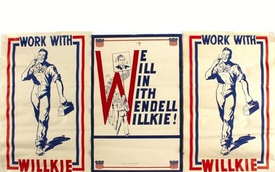 3 Vintage Wendell Wilkie Presidential Campaign Posters
