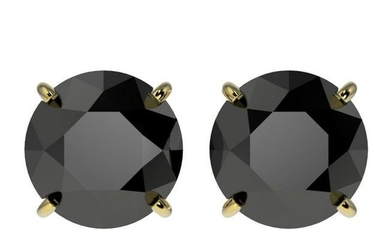 3.10 ctw Fancy Black Diamond Solitaire Stud Earring 10k