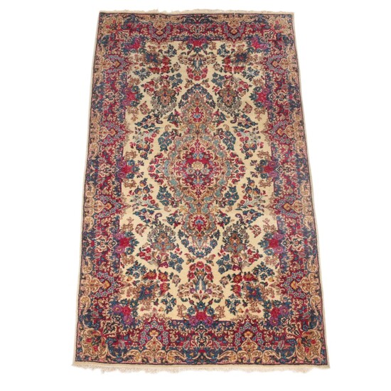 3'11 x 7'1 Hand-Knotted Persian Kerman Area Rug