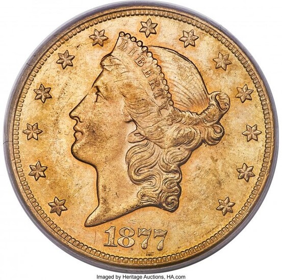 3568: 1877-S $20 MS63 PCGS. If a circulated first-year
