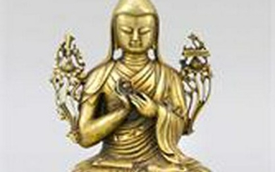 Tsongkhapa, Sinotibetan, 20th century, bronze gilded.