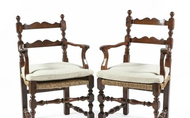 4 17th century Venetian walnut armchairs