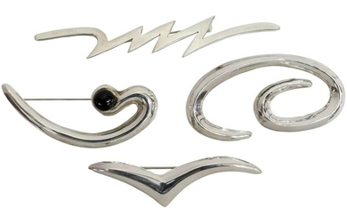 (4) MODERNIST TAXCO MEXICO STERLING BROOCHES