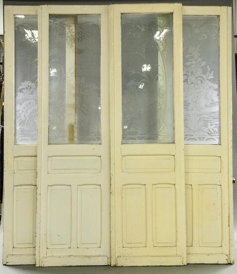 4 Tall Etched Glass Painted Doors