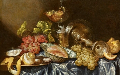 Abraham van Beijeren - Still Life with Fruit, Chinese Porcelain, and Silverware