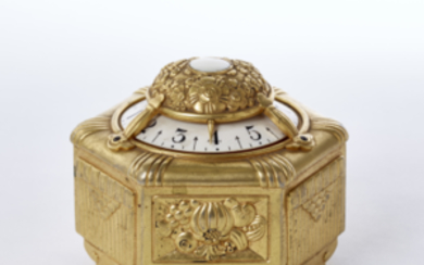 AD. TRUFFIER Small gilt- bronze “fantasie” desk clock 1930s...