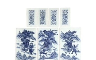 NINE CHINESE BLUE AND WHITE TILES 19TH CENTURY Com…