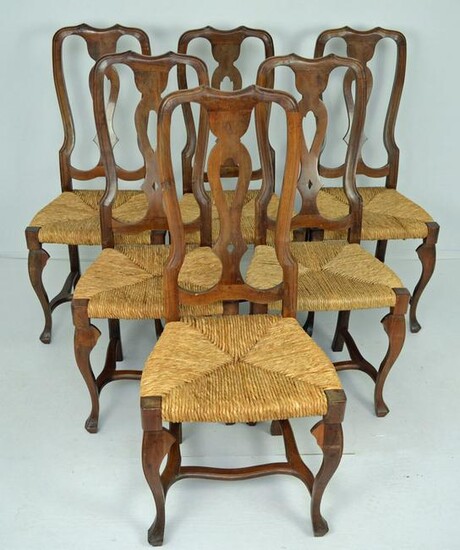 6 Antique Country Italian "Emilian" Side Chairs