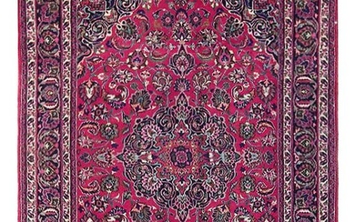 6 x 10 Pink Semi-Antique Persian Mashad Rug