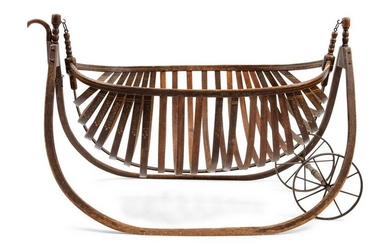 American Field Cradle With a Canoe-Shaped Slat Basket