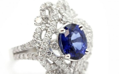 18k White Gold 2.65ct Sapphire and 1.88cttw Diamond