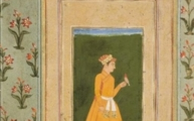 An album page: A Mughal youth with...