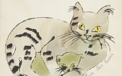 ANDY WARHOL (american, 1928–1987) "PURR, PURR, PURRRR" Watercolor and...