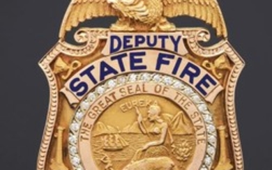 Antique California Deputy Fire Marshal Gold & Diamond