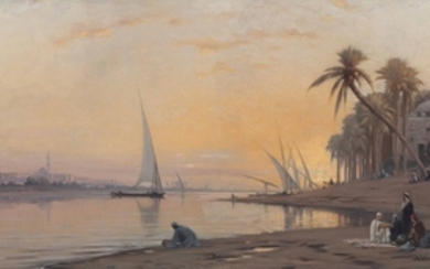 Auguste Louis Veillon (Swiss, 1834–1890), Arabs on banks of the Nile