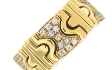 BULGARI - an 18ct gold diamond 'Parentesi' ring.