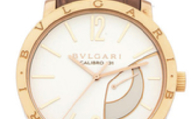 BVLGARI CALIBRO 131 POWER RESERVE PINK GOLD [NEW OLD STOCK] A very fine manual-winding 18K pink gold wristwatch with 72-hour power reserve indication.