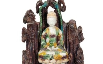 Chinese Sancai Glazed Porcelain Figure of Buddha