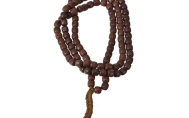 A Chinese wood bead necklace