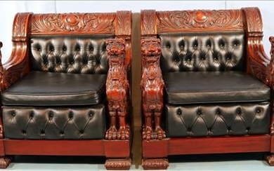 Pair of contemporary mahogany parlor chairs