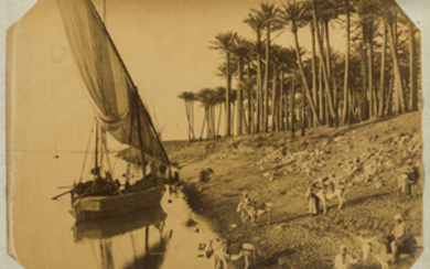 Egypt.- Photograph album, 48 photographs mostly Egyptian antiquities, original cloth, album, photographs 200 x 267mm. & smaller, oblong 4to, [c. 1890].