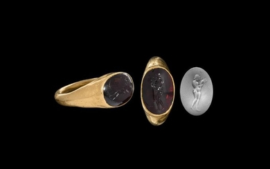 Indo-Greek Gold Ring with Naked Deity Gemstone