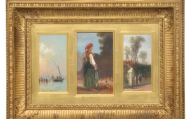 Italian Triptych Oil Painting