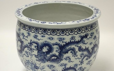 Large Chinese Porcelain Blue & White Jardinere