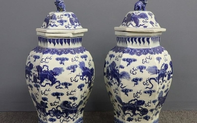 Large Pair of Chinese Porcelain Temple Jars