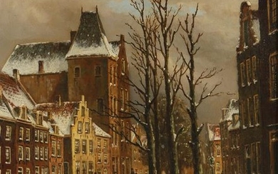 Oene Romkes de Jongh, oil, Dutch cityscape
