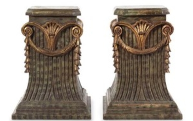 A Pair of Painted and Parcel Gilt Pedestals