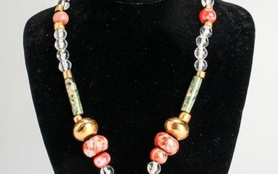 Pre-Columbian Tumbaga Gold Pendant Beads Necklace