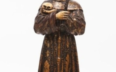 Saint Francis Assisi Polychrome and partly gilt wo…