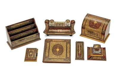 A Set of Eight French Boulle Marquetry Desk Articles