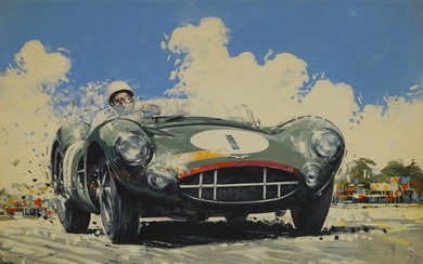 'Stirling Moss - Aston Martin DBR1', an artwork on canvas