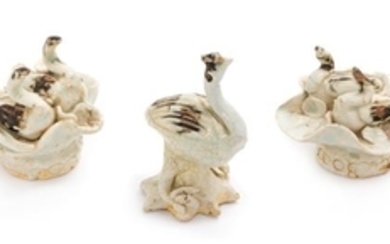 Three Chinese Qingbai Porcelain Figures of Cranes