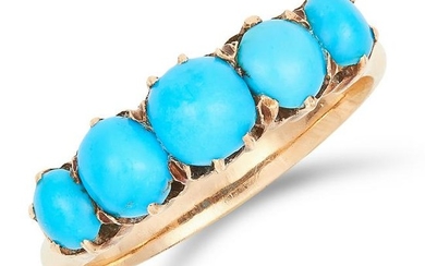 TURQUOISE FIVE STONE RING set with five graduated round