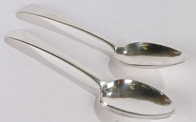 Two George III silver tablespoons, London 1807, makers