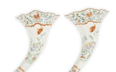 An unusual pair of Chinese export porcelain famille rose...