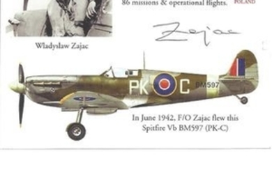 Wladyslaw Zajac WW2 fighter ace 315 Sqn signed 6 x 4 Spitfire and inset portrait photo from Ted Sergison Battle of Britain...
