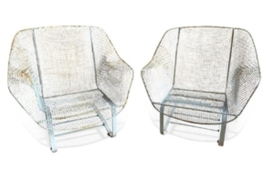 Pair Of Woodard Lounge Chairs, Spring Base