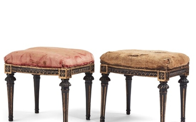 A pair of Gustavian stools by E Ståhl (master in Stockholm 1794-1820).