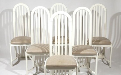 (6pc) CONTEMPORARY HIGH SLAT-BACK CHAIRS