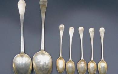(7) American coin silver spoons. 18th-century. To