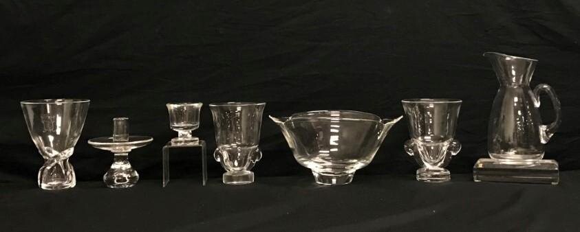 7 PIECES - STEUBEN CLEAR GLASS GROUPING