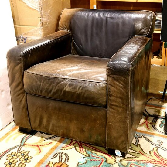 Art Deco style leather lounge chair