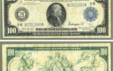 DH Fr 1130 1914 (B-New York) $100 Federal Reserve Note