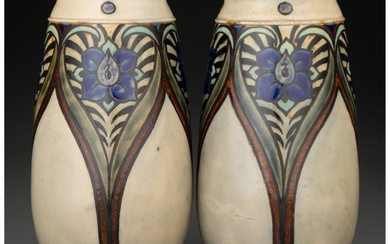 79368: Pair of Royal Doulton Ceramic Vases Decorated by