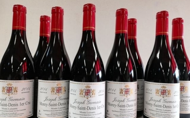 8 bouteilles de Morey Saint Denis. Monts Luisants. 2014. Joseph Germain. Bouteille lourde façon 18ème...