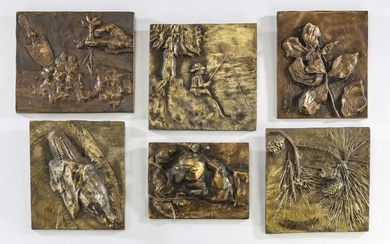 (6) Bronze plaques depicting the months, by M. Boggs